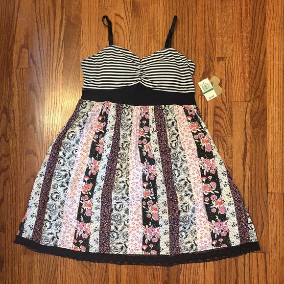 GRANE Boho Floral & Stripe Colorblock Sundress- Size L NWT - Picture 1 of 6